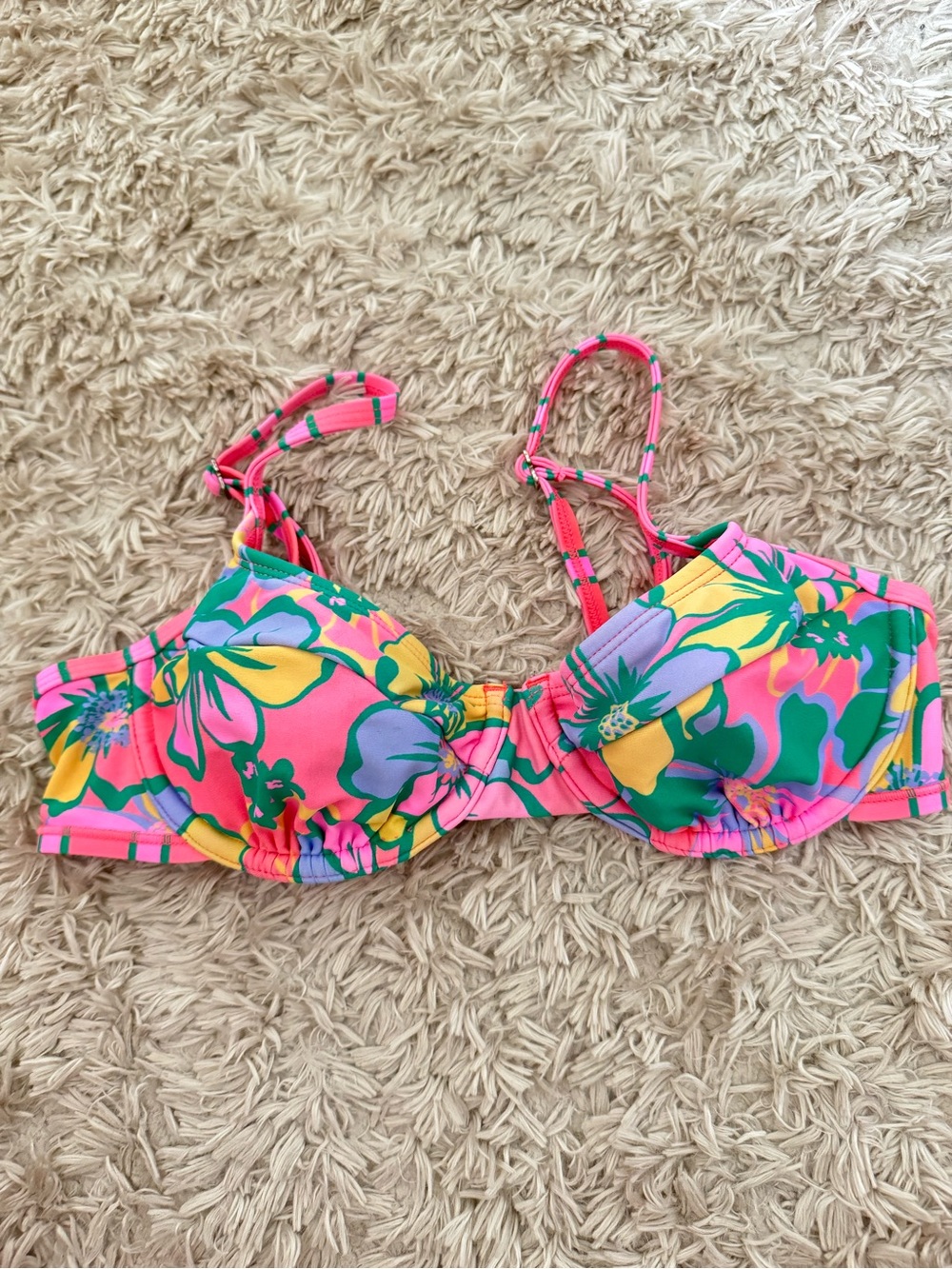 Target Women's Floral Bikini Top - Pink, Yellow, Green, Purple